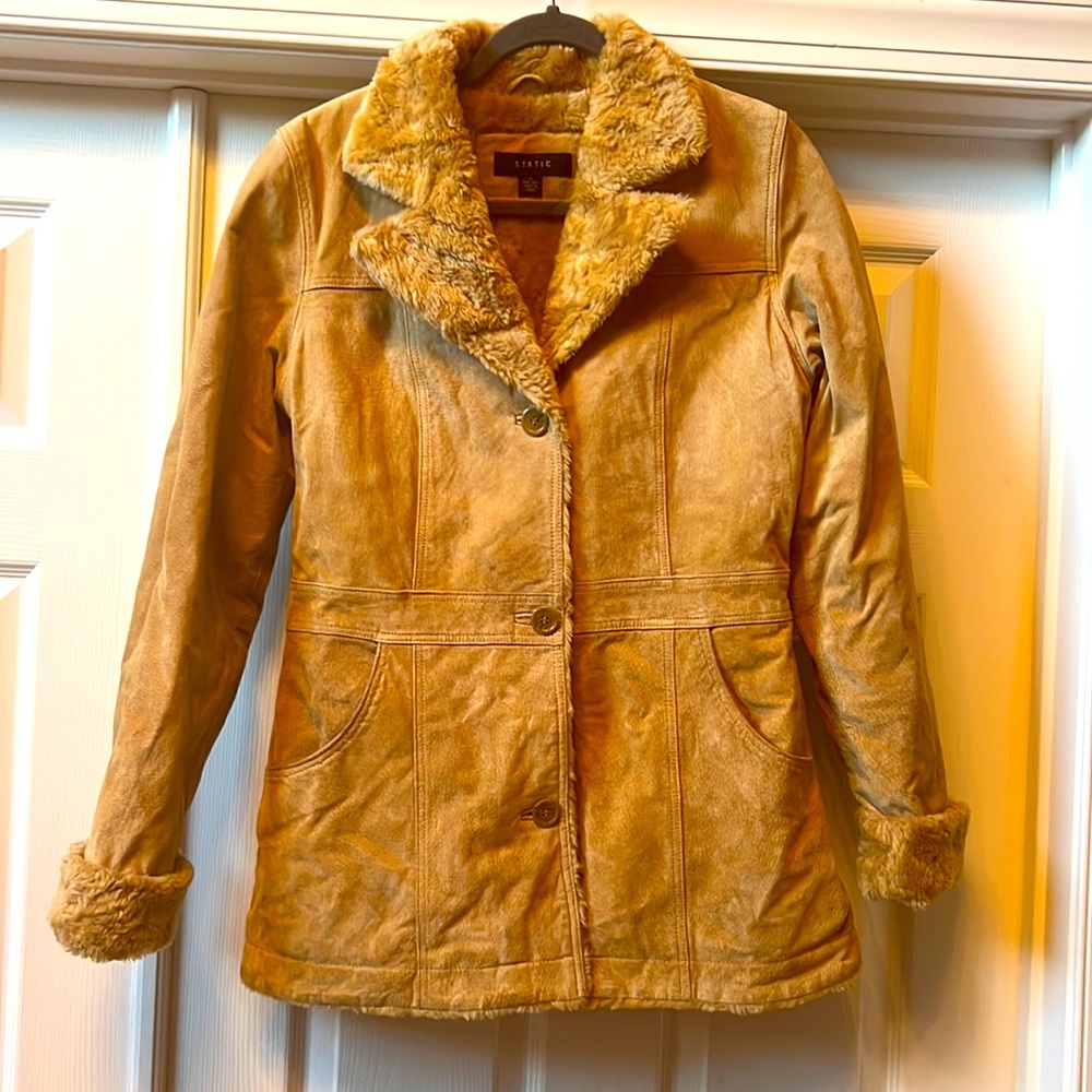 Suede and fur lined winter jacket